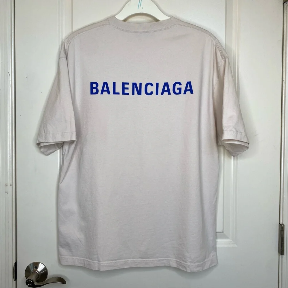 Authentic Balenciaga Back T Shirt Cream Size Medium - Picture 13 of 14